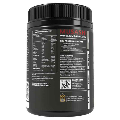 Musashi Energy + Hydration Lemonlime Flavour 450g