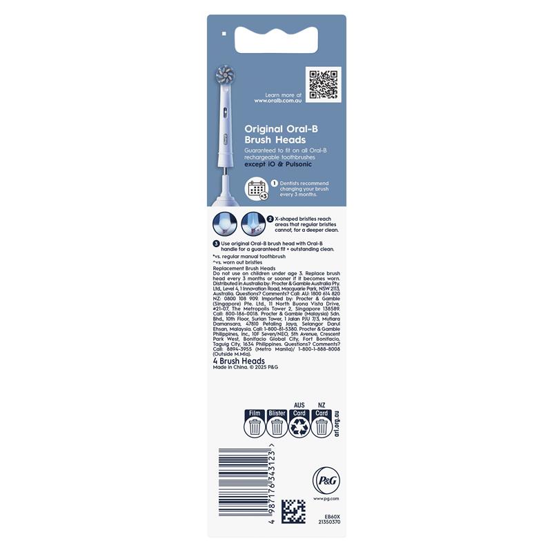 Oral B Power Toothbrush Sensitive Clean Refills 4 Pack