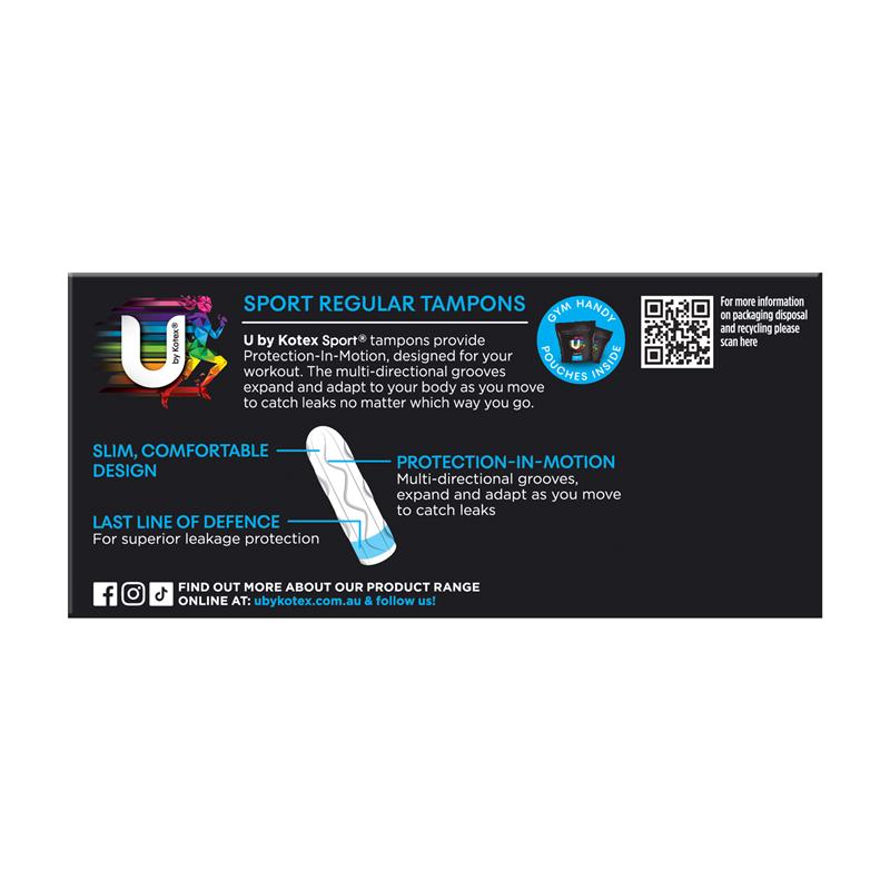 U By Kotex Sport Tampons Regular 16 Pack