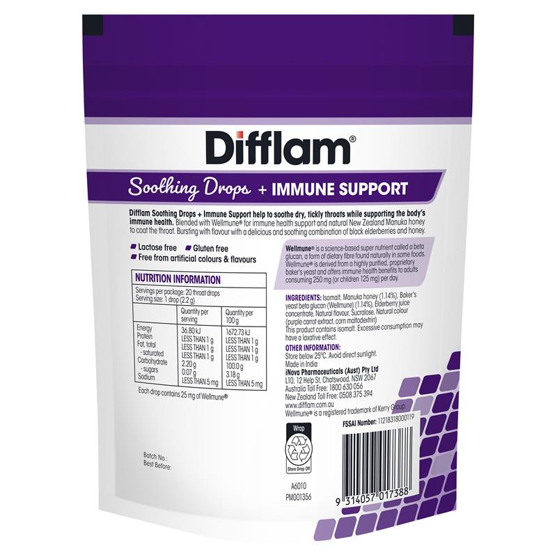 Difflam Soothing Drops + Immune Support Black Elderberry 20 Drops