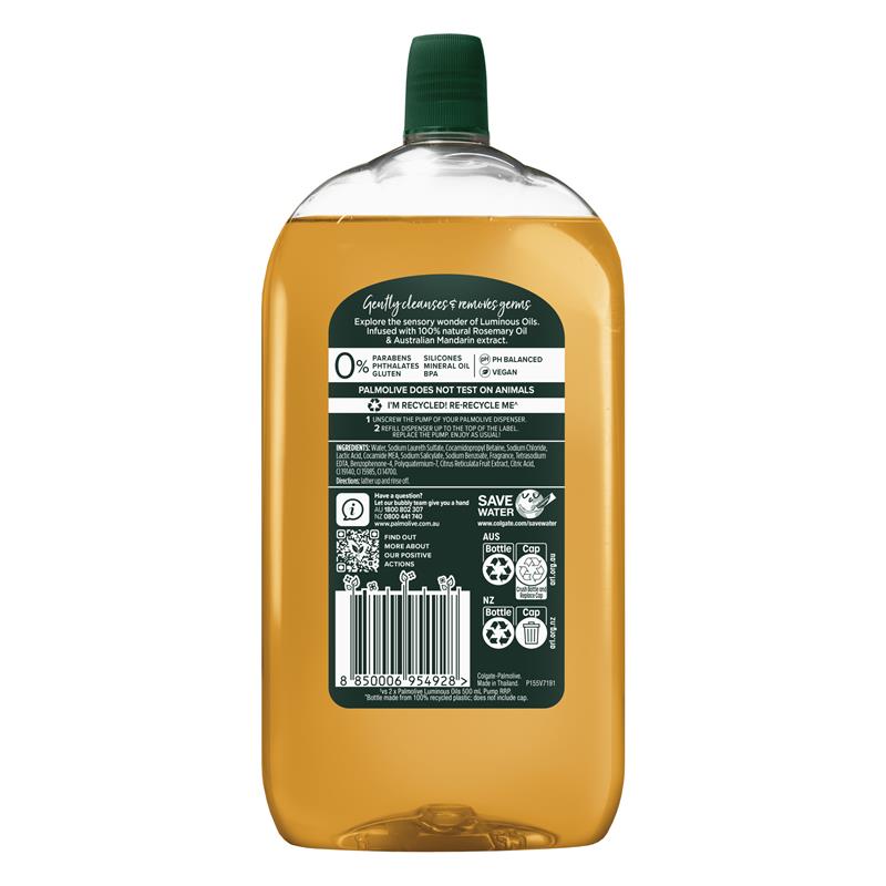 Palmolive Luminous Oils Hand Wash Refill Mandarin & Rosemary Oil 1L