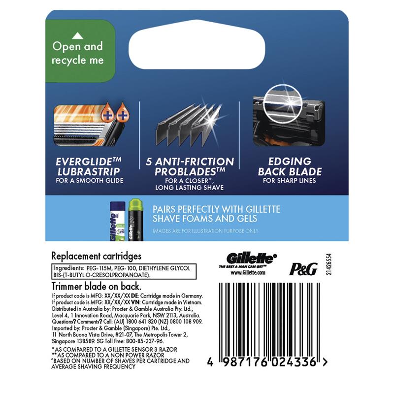 Gillette Fusion Proglide Power Razor Blades 4 Pack