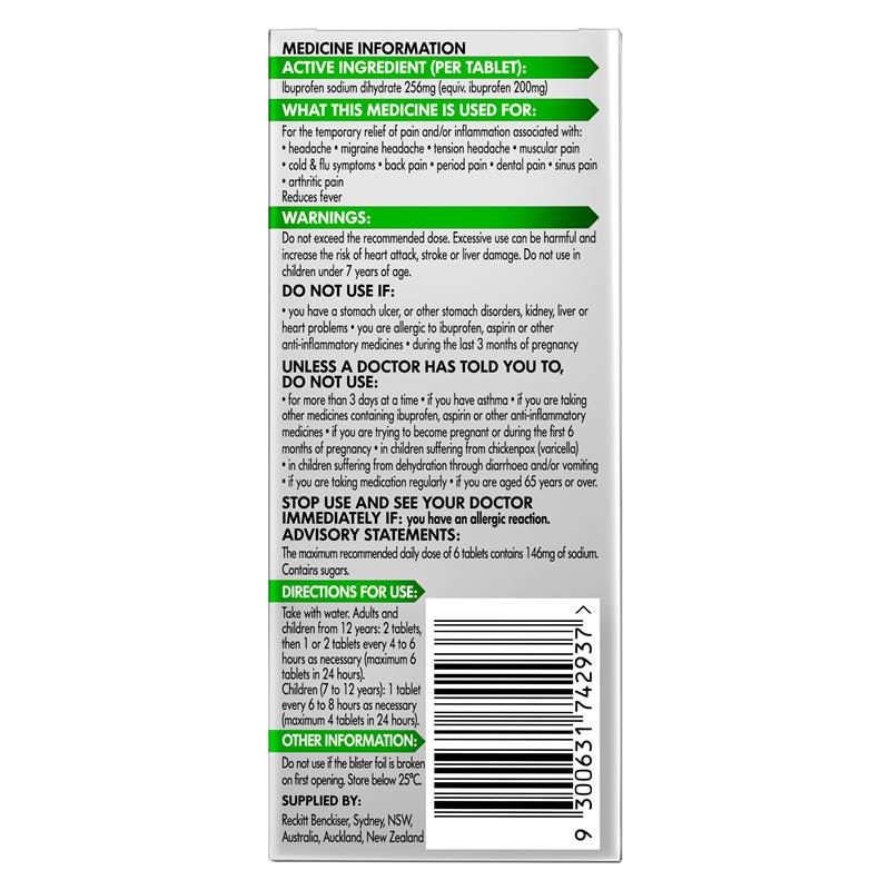 Nurofen Zavance Fast Pain Relief Tablets 48 pack 256mg Ibuprofen