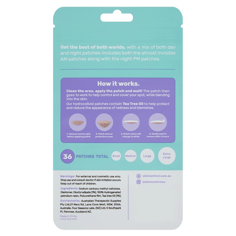 Skin Control Pimple Patches AM & PM Daytime and Night time dots 36 Patches
