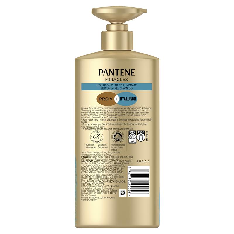 Pantene Miracles Hyaluron Clarify & Hydrate Silicone-Free Shampoo 650ml - GimmeNow