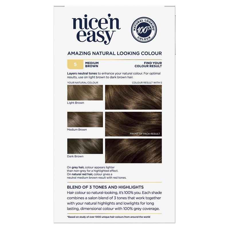 Clairol Nice N Easy 5 Natural Medium Brown Permanent Hair Colour