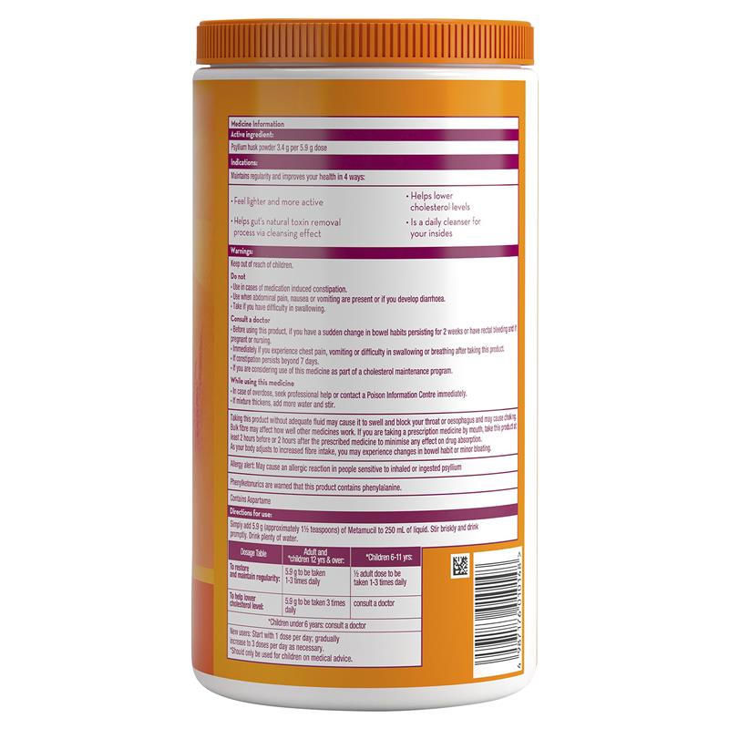 Metamucil Fibre Supplement Smooth Orange 180 Dose