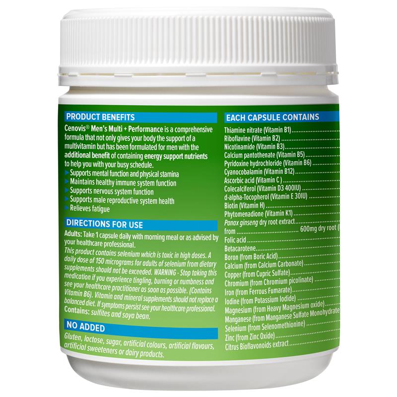 Cenovis Once Daily Mens Multi + Performance 150 Capsules