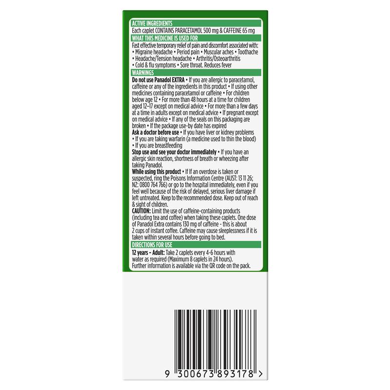 Panadol Extra Paracetamol Pain Relief 16 Caplets