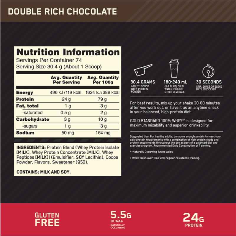Optimum Nutrition Gold Standard 100% Whey Double Rich Chocolate 2.27kg