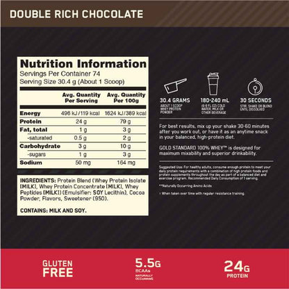 Optimum Nutrition Gold Standard 100% Whey Double Rich Chocolate 2.27kg