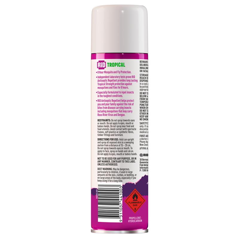 Rid Tropical Strength Medicated Insect Repellent Aerosol 150g