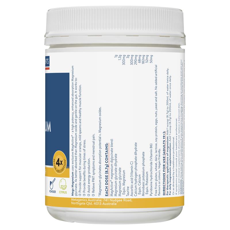 Ethical Nutrients Mega Magnesium 450g Powder Citrus