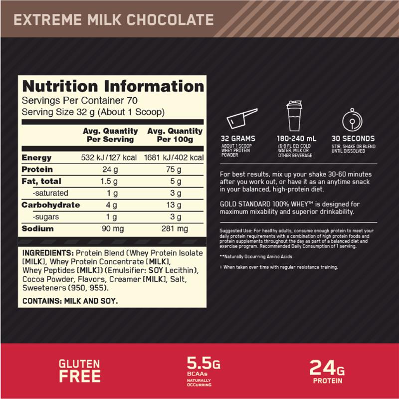 Optimum Nutrition Gold Standard 100% Whey Extreme Milk Chocolate 2.27kg