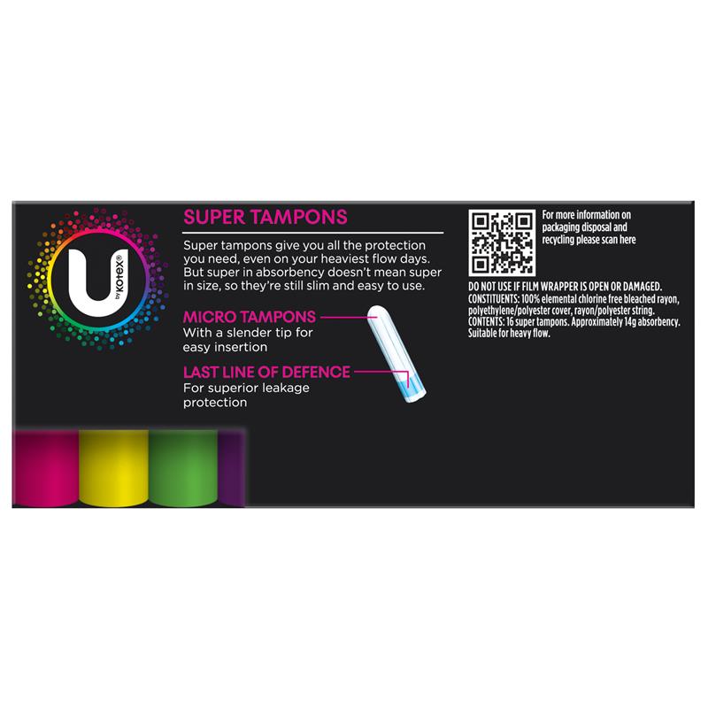 U by Kotex Slim Tampons Super 16 Pack