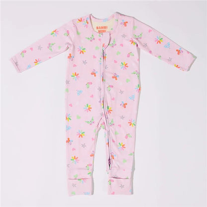 Bambi Mini Co. Wrigglesuit 12-18 Months (with Grippy Feet) Pink Festival Bloom