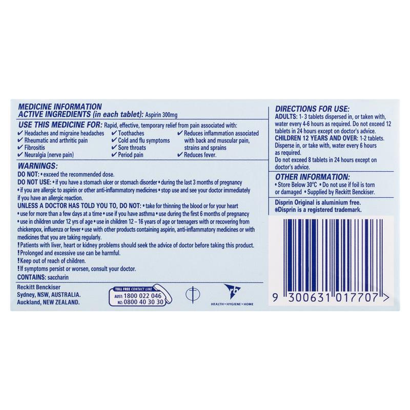 Disprin Soluble Direct Fast Acting Pain Relief Tablets 24 Pack