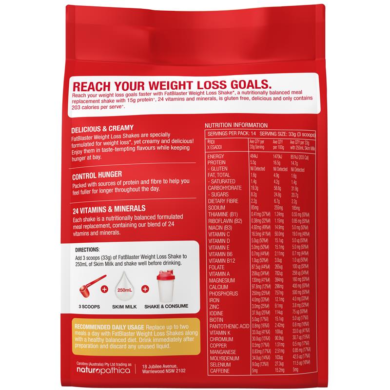 Fatblaster Weight Loss Shake Red Pouch Banana 465g