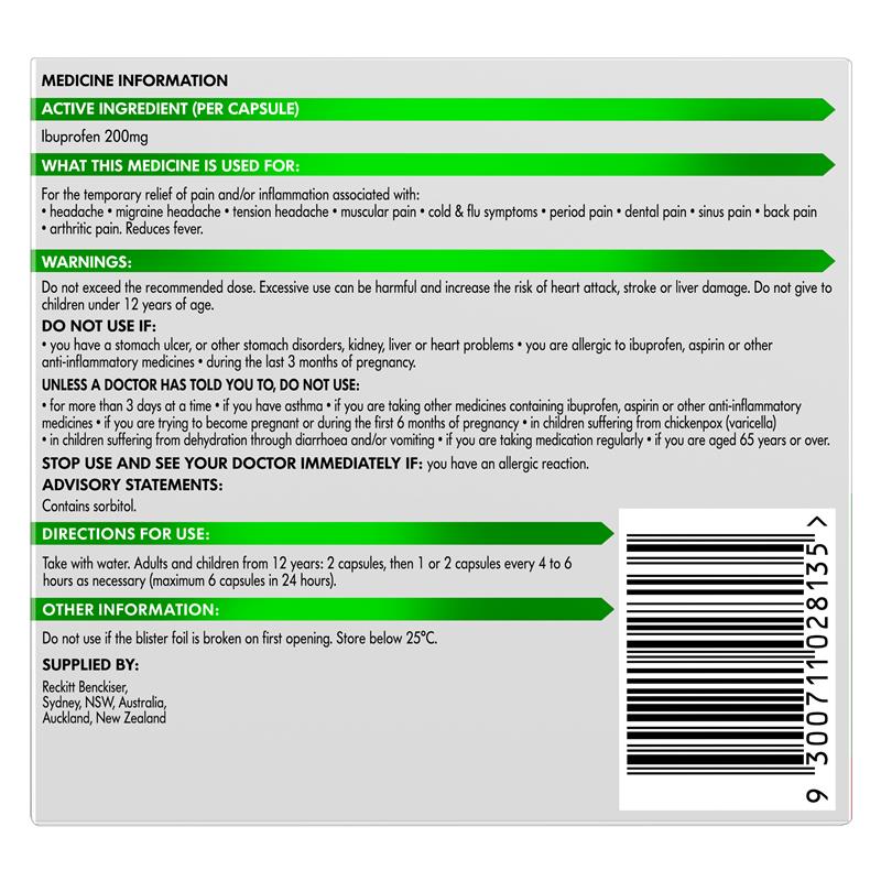 Nurofen Zavance 80 Mini Liquid Capsules Exclusive Size