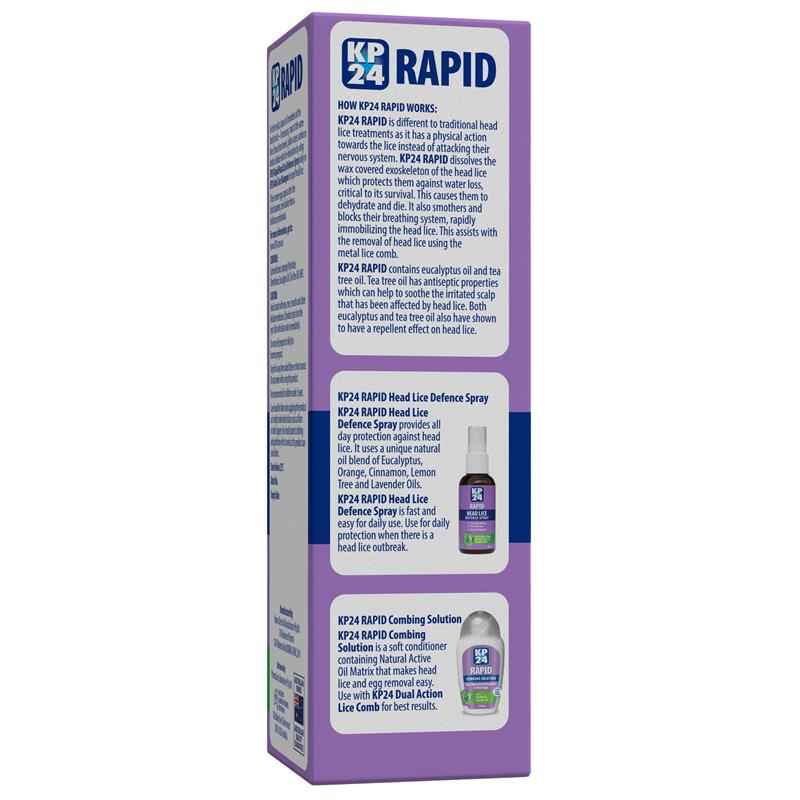 KP24 Rapid 10 Minute Head Lice/Nit Solution 250ml with Comb Family Pack