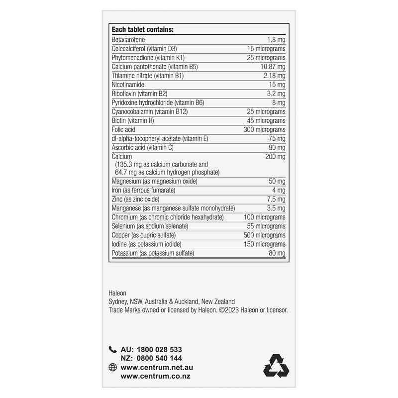 Centrum Advance 50+ 150 Tablets Exclusive Size