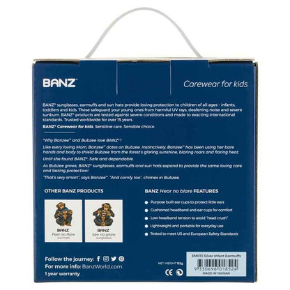 Banz Ear Muffs Mini 3+ Months to 2 Years Silver