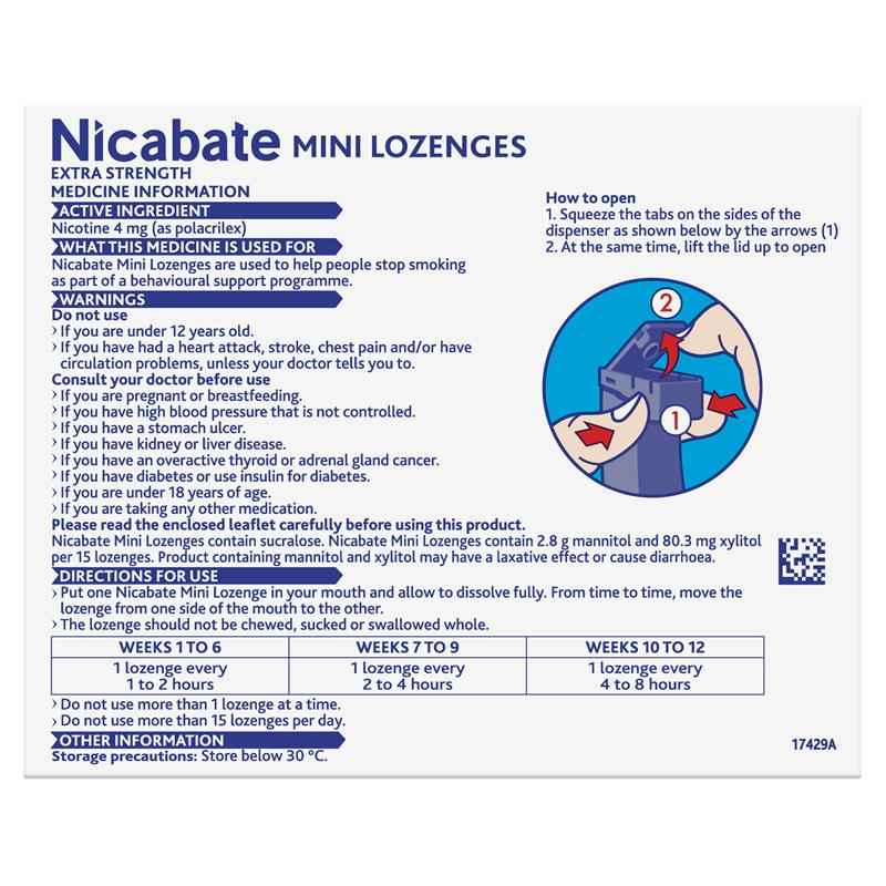 Nicabate Minis 4mg 120 Lozenges Exclusive Size