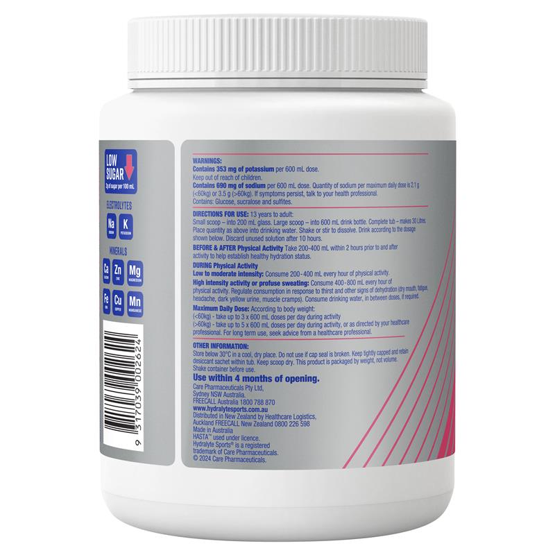 Hydralyte Plus Sports Watermelon Rush Flavoured Powder 900g