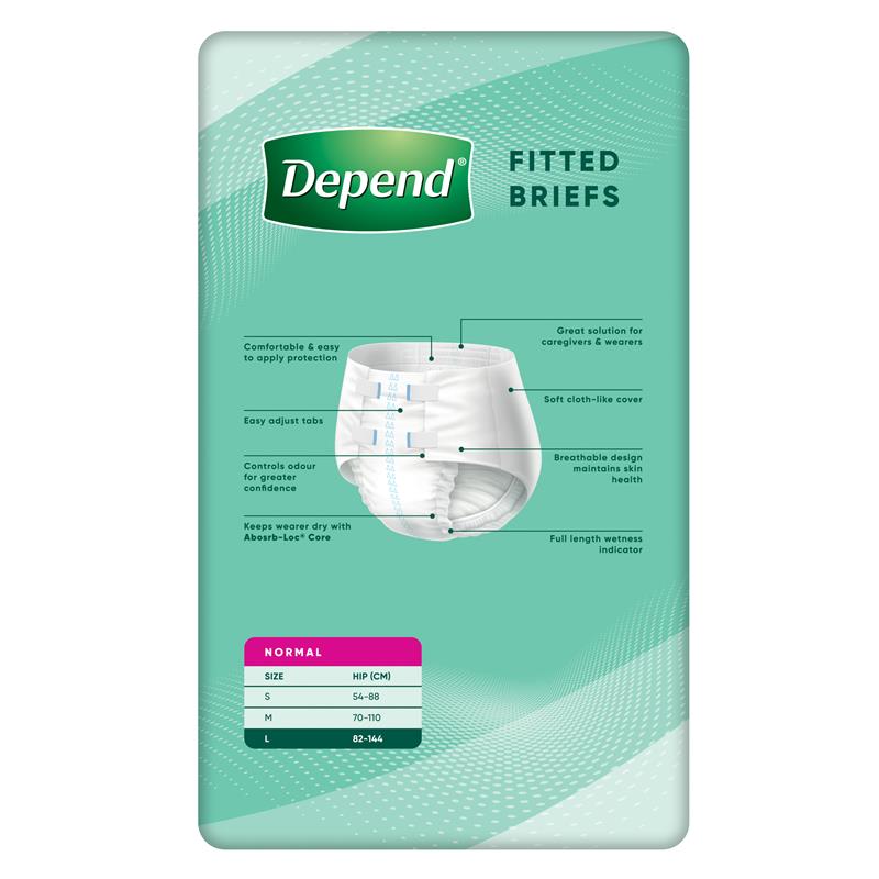 Depend Expert Care Incontinence Fitted Briefs Normal Large 8 Pack
