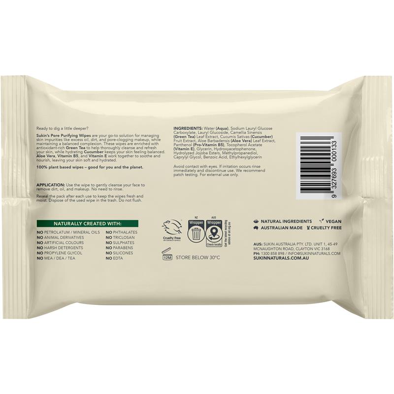 Sukin Signature Dig A Little Deeper Pore Purifying Wipes 25 Pack