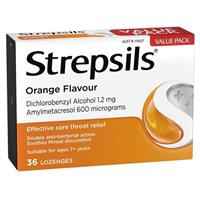 Strepsils Soothing Lozenges Orange 36pk Sore Throat Double Antibacterial