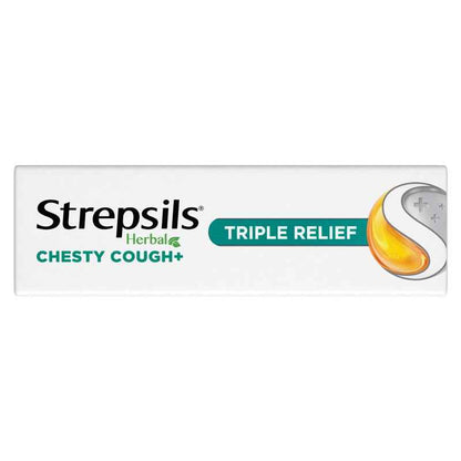 Strepsils Herbal Chesty Cough+ Lozenges Honey Lemon 16 Pack