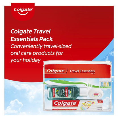 Colgate Travel Essentials Toothbrush, Toothpaste, Mouthwash, Floss & travel bag Pack - GimmeNow