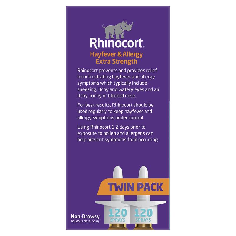 Rhinocort Extra Strength Hayfever & Allergy Nasal Spray 120 Sprays x 2 Pack