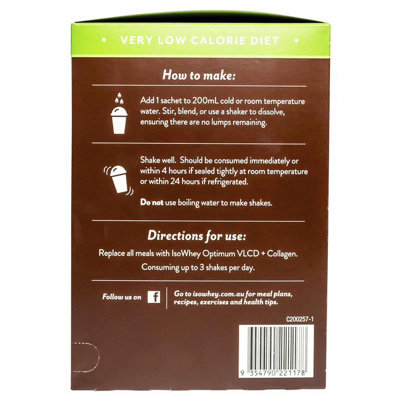 IsoWhey Optimum VLCD Shake + Collagen Chocolate Fudge 18 x 55g - GimmeNow