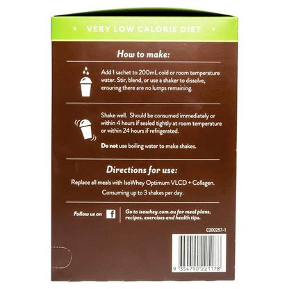 IsoWhey Optimum VLCD Shake + Collagen Chocolate Fudge 18 x 55g - GimmeNow