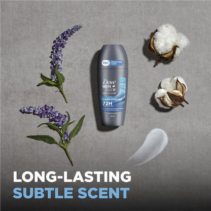 Dove Men+ Care Antiperspirant Deodorant 72h Roll On Clean Comfort 50ml