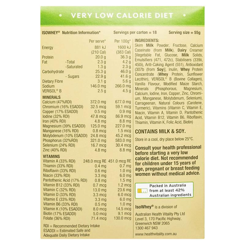 IsoWhey Optimum VLCD Shake + Collagen French Vanilla 18 x 55g