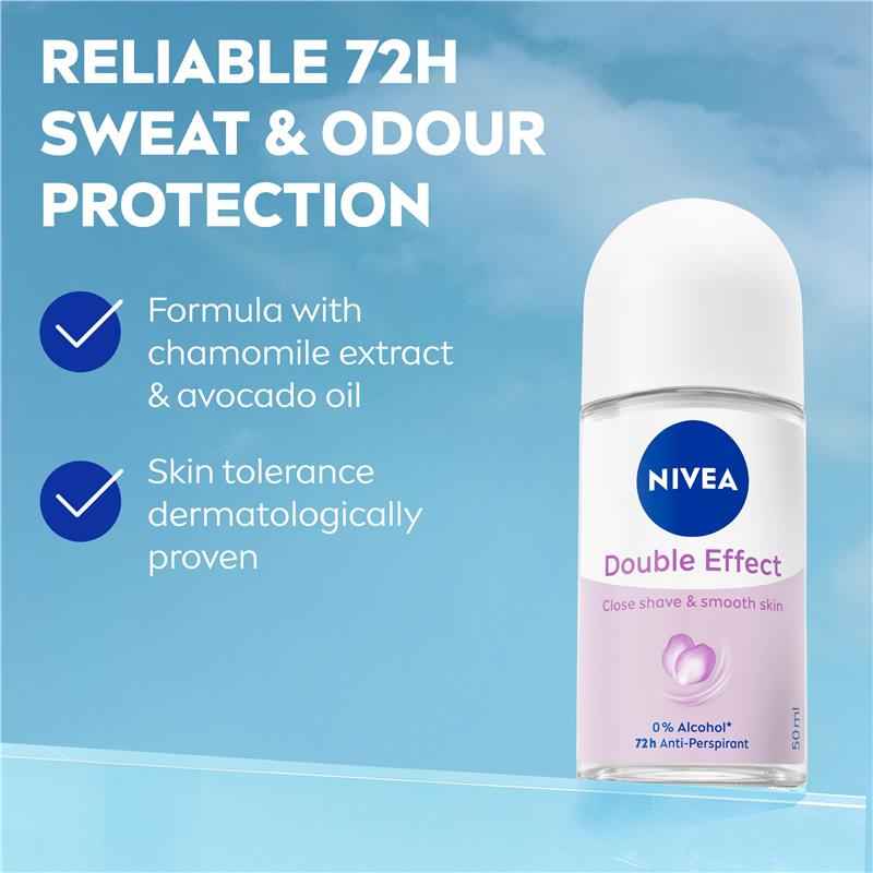 NIVEA Double Effect Roll On Deodorant 72H Protection 50ml