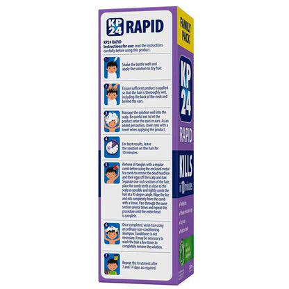 KP24 Rapid 10 Minute Head Lice/Nit Solution 250ml with Comb Family Pack