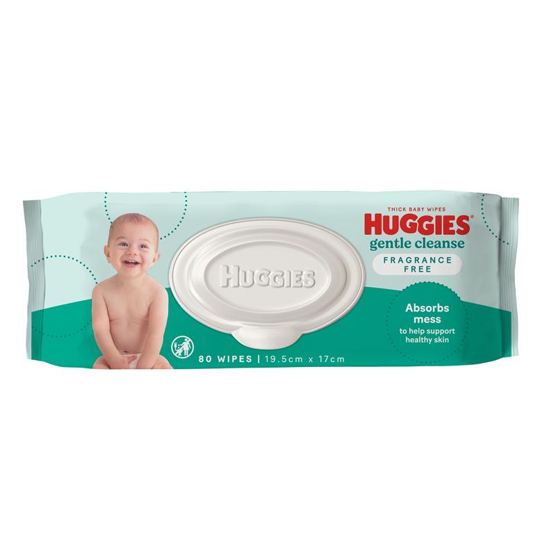 Huggies Glentle Cleanse Baby Wipes Fragrance Free 80 Pack