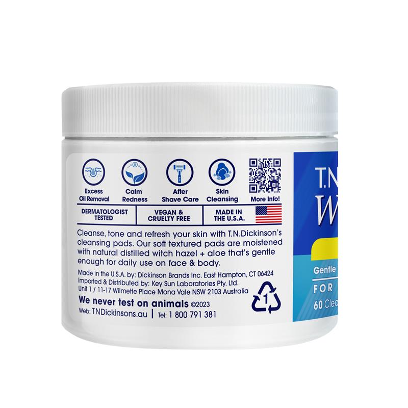 TN Dickinsons Witch Hazel Cleansing Pads 60