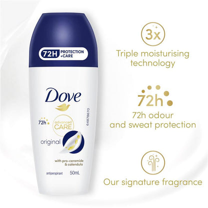 Dove Women Advanced Care Antiperspirant Deodorant 72h Roll On Original 50ml
