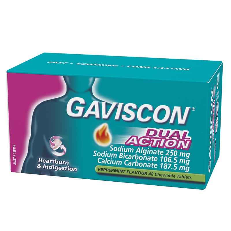 Gaviscon Dual Action Tablets for Heartburn and Indigestion 48 Pack