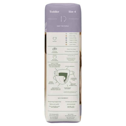 Tooshies Eco Nappies with Organic Bamboo Size 4 Toddler 10-15kg, 36 pack