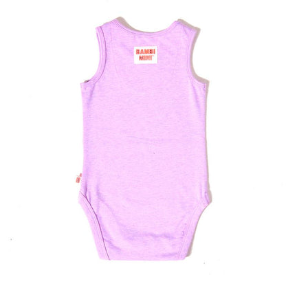 Bambi Mini Co. Supersinglet Bodysuit Girls Purple Flowers and Candy Stripe 2 pack 6-12