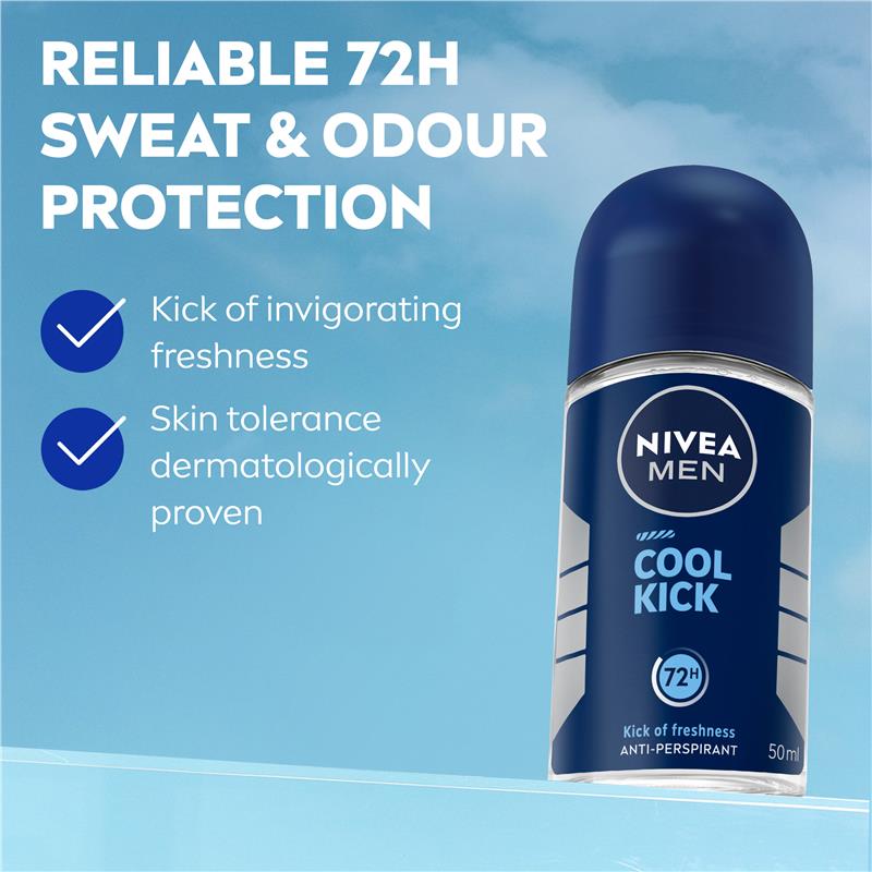NIVEA MEN Cool Kick 48H Roll On Deodorant 50ml - GimmeNow