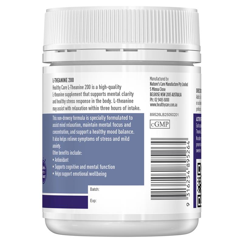 Healthy Care L-Theanine 200 60 Capsules