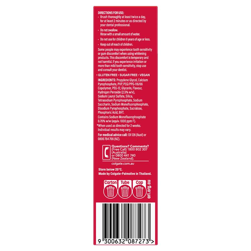 Colgate Toothpaste Optic White Luminous High Impact Teeth Whitening 85g