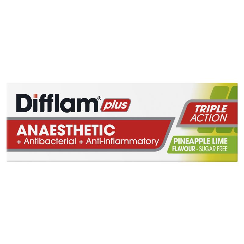 Difflam Plus Anaesthetic Sugar Free Pineapple & Lime 16 Lozenges